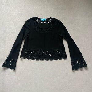 Nanette Lepore Black Geometric Cutout Blouse